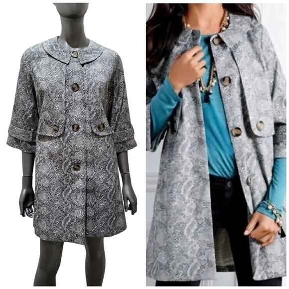 CAbi Jackets & Blazers - 177. CAbi Camille #3134 Snakeskin Patterned Gray Cape Coat - Size Small
